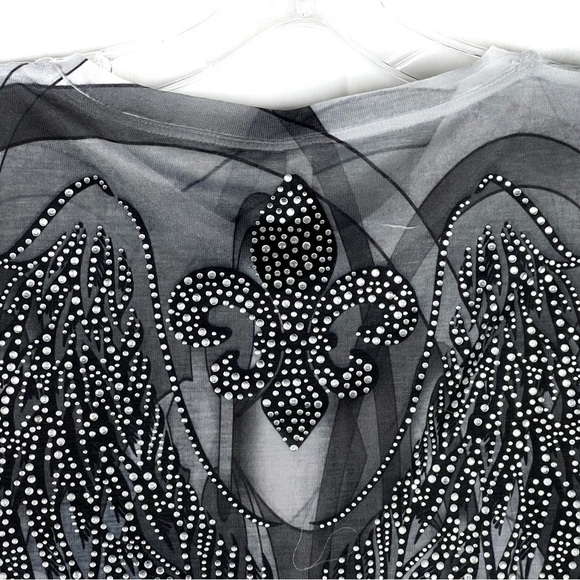 NEW-H.I.P tee brand scroll design, rhinestone FDL chick crew neck t-Shirt top - Picture 6 of 11